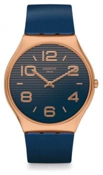 Swatch NIGHT TRICK Blue Silicone Strap Blue Dial Watch