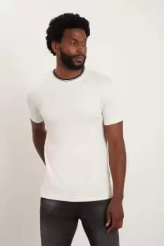 Mens Muscle Fit Tipped Popcorn T-Shirt