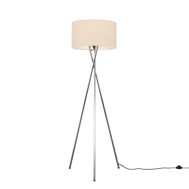 ValueLights ValueLights Camden Polished Chrome Tripod Floor Lamp with Drum Lamp Shade and Bulb in Natural Natural One Size Unisex 5055759991524