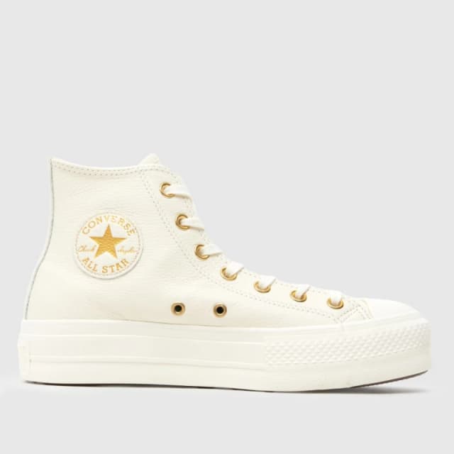 Converse all star lift hi trainers in white & gold White & Gold UK 5 (EU 37½)