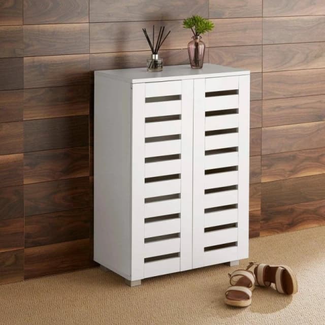 Home Source Oslo 3 Door Shoe Storage Cabinet Unit White