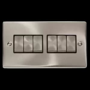 Click Scolmore Deco Ingot 6 Gang 10AX 2 Way Plate Switch - VPSC416BK