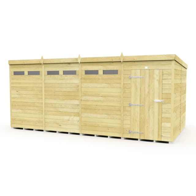 Buttercup Farm 16 x 8 Feet Pent Security Shed - Single Door - L231 x W474 x H201cm in Brown Brown Unisex
