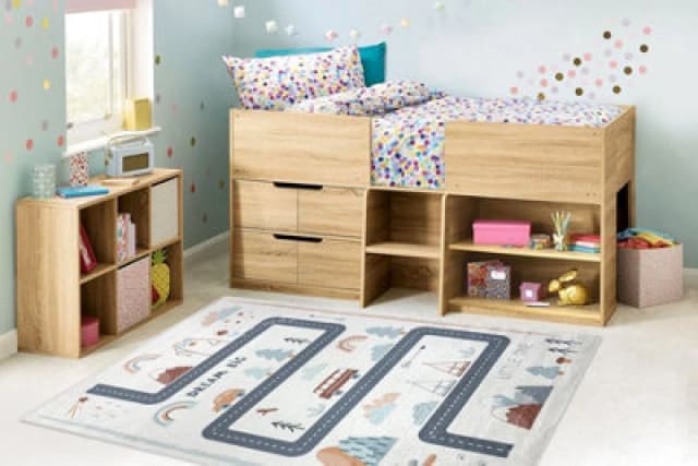 RugsX Bambino 46980 Washing Carpet Forest, Streets For Children Anti Slip - White / Gree 80X150 Cm