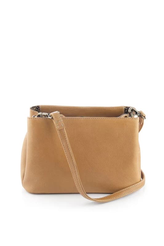 PRIMEHIDE 'Washed Cancun' Leather Triple Compartment Handbag Light Sand