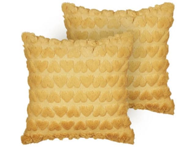 Beliani Set Of 2 Decorative Cushions Astrantia 45 X 45cm Yellow
