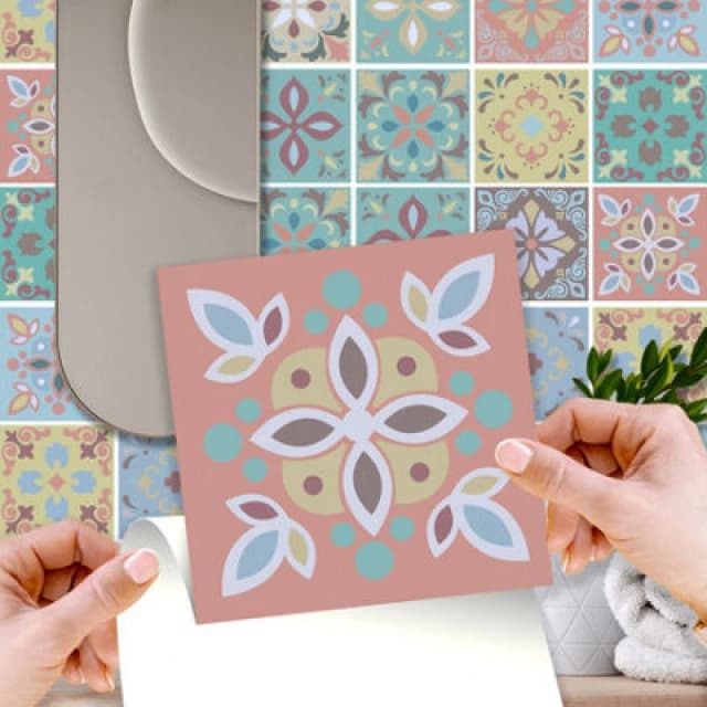 Walplus Marbella Colourful Spanish Wall Tile Sticker Set - 15cm X 15cm - 24 Pcs One Colour WSHZ7 Unisex