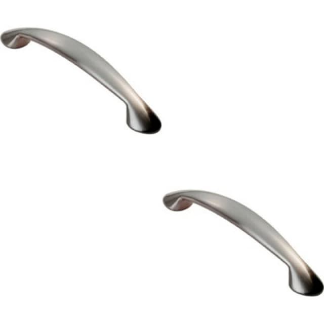 Loops 2x Flared Cabinet Pull Handle 165.5 x 23mm 128mm Fixing Centres Satin Nickel Metallics unisex