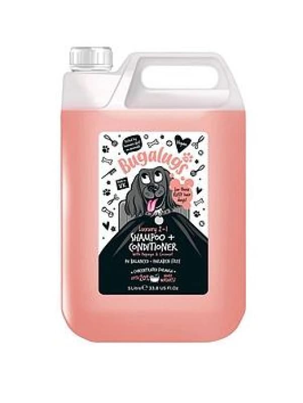 BUGALUGS Dog Shampoo Luxury 2 in 1 Papaya & Coconut dog grooming shampoo products for smelly dogs with fragrance, best puppy shampoo, professional