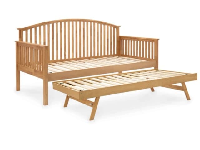 GFW Madrid Oak Wooden Day Bed with Guest Bed Frame - 3ft Single