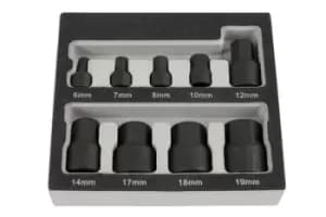 Laser Tools 6726 9pc Low Profile Hex Socket Bit Set 1/4" & 3/8" Dr