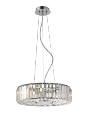 Torre Ceiling Pendant 5 Light Polished Chrome, Crystal