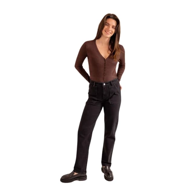 F.A.M. Paris Womens Black mid-rise cotton comfort mom jeans F.A.M. Paris Marie Noir Female M
