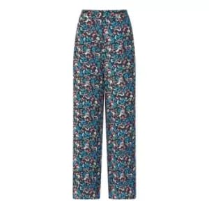 Yumi Blue Floral Print Wide Leg Trousers - Blue