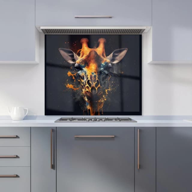 Warren Reed - Designer Golden Giraffe Face Splashart Kitchen Splashback in Yellow Size: 600mm x 750mm Yellow Unisex 600mm x 750mm