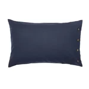 William Morris Linen Cotton Plain Dye Standard Pillowcase, Blue