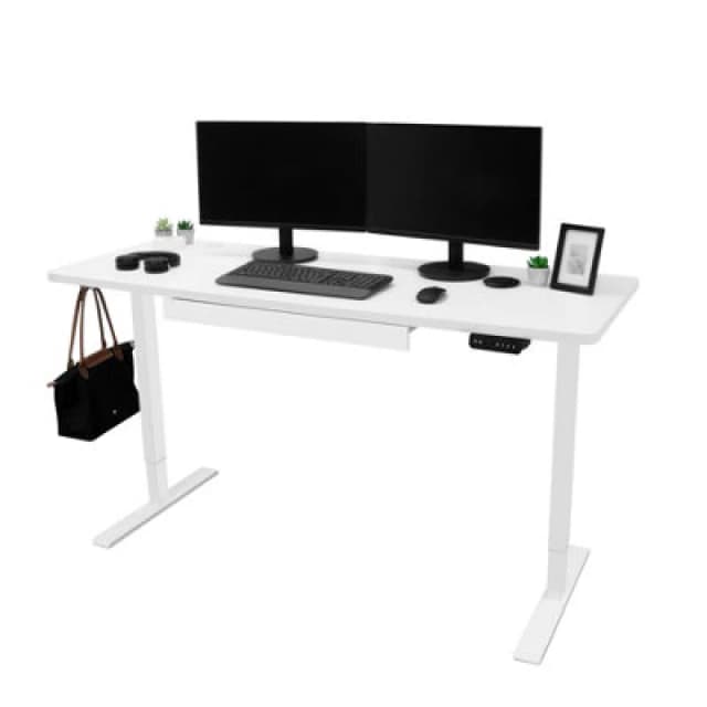 Monstershop Electric Standing Desk 160cm x 60cm White Height Adjustable Sit Stand White