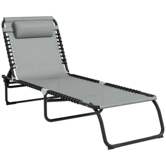 Outsunny Beach Chaise Lounge, 4 Positions - Light Grey 84B-206V03LG
