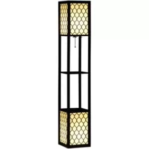 HOMCOM 2-Light Modern Floor Lamp with Shelves for Living Room, Bedroom, Black - Black