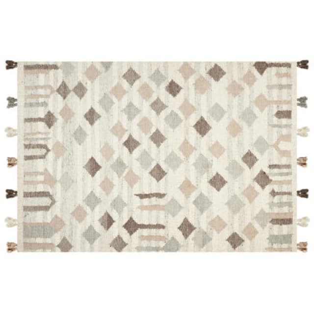 Beliani Rug Kaghtsrashen Beige 160 X 230 Cm Wool Kilim