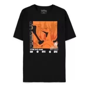 Pokemon Charizard Fired Up Train Battle Repeat Mens Medium T-Shirt - Black