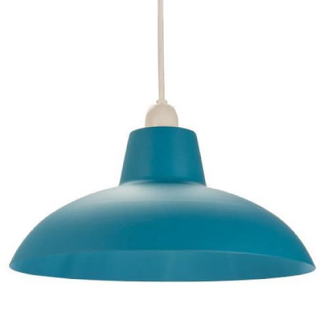 Happy Homewares Industrial Retro Designed Matt Teal Curved Metal Ceiling Pendant Light Shade