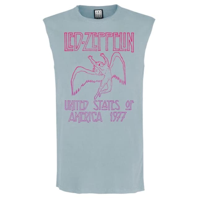 Amplified Amplified Men 77 Gradient LED Zeppelin Sleeveless Tank Top in Pale Blue Size: Medium Pale Blue M Male 5063574247788