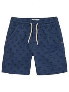Fat Face Boys Studland Palm Print Shorts - Blue