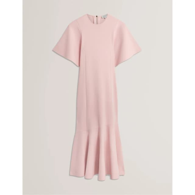 Ted Baker Womens Short Sleeve Midi Knitted Jumper Dress Pink female 8 (XS)