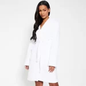 I Saw It First Luxury Fleece Hooded Dressing Gown - White