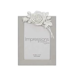 5" x 7" - Impressions Grey Resin Photo Frame with Rose