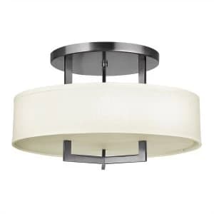 3 Light Semi Flush Ceiling Light Antique Nickel, E27
