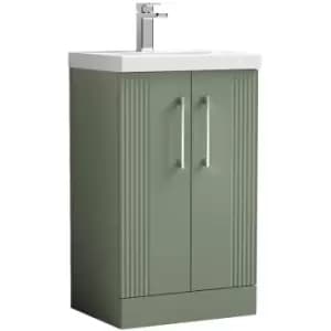 Deco Satin Green 500mm 2 Door Vanity Unit with 40mm Profile Basin - DPF823A - Satin Reed Green - Nuie