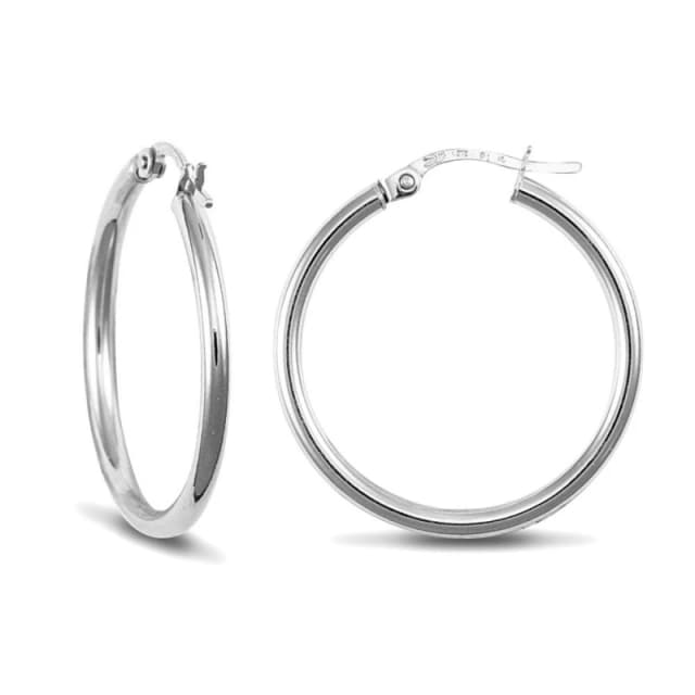 Jewelco London Sterling Silver Polished Hoop Earrings - 2mm - 2.4cm - AER009C Silver female