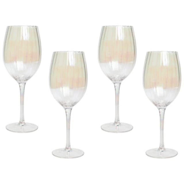 Beliani Set Of 4 Wine Glasses Morganite 530 Ml Transparent