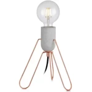 Piccola Accent Tripod Table Lamp, Electric Reading Desk Light for Living Room, Office or Bedroom, Modern Lighting in Rose Gold - Concrete/Rose Gold