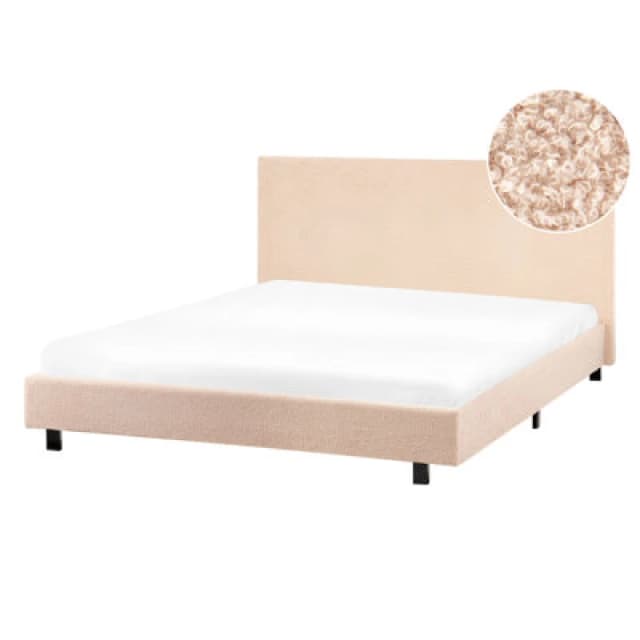 Beliani Bed Boucle Albi 140 X 200 Cm (Eu Double) Beige