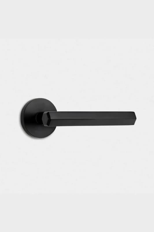PUSHKA HOME Solid Brass Hexagonal Door Lever Handle - Black Unisex