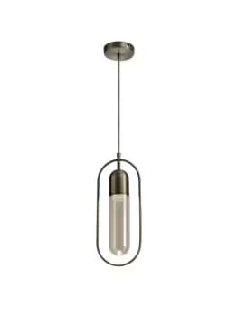 Ceiling Pendant, 1 x 7W LED, 4000K, 790lm, Antique Brass, Amber