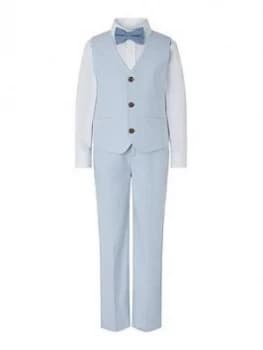 Monsoon Boys Ollie Oxford 4 Piece Suit Set - Pale Blue Size Age: 9 Years