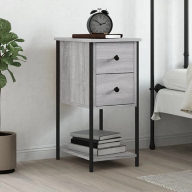 Vidaxl Bedside Cabinet Grey Sonoma 32X42X70 Cm Engineered Wood