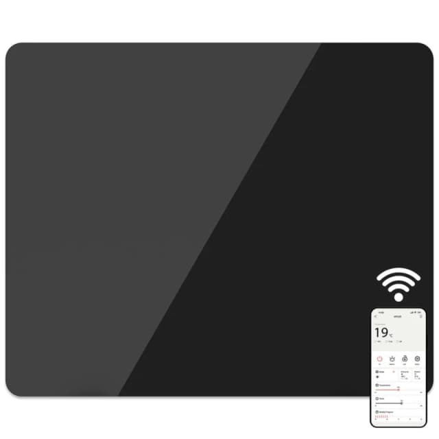 MYLEK Radiator Glass Panel Heater Black 900W Slimline WiFi Enabled Smart Size: Single Black Unisex Single
