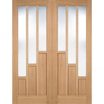 Coventry Internal Glazed Unfinished Oak 3 Lite Pair Doors - 1372 x 1981mm