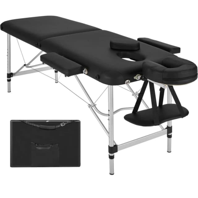 Tectake Massage Table 2-Zone Aluminium, Padding and Bag - Black 402786