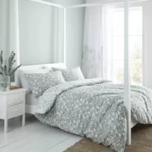 Catherine Lansfield Floral Birds 100% Cotton Duvet Cover and Pillowcase Set Green