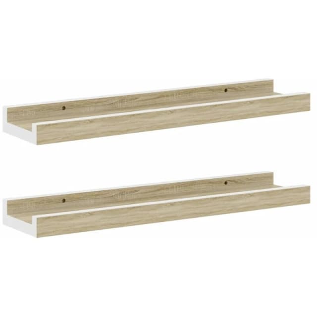 VIDAXL Vidaxl - Wall Shelves 2 pcs White and Sonoma Oak 40x9x3cm 8720286417904