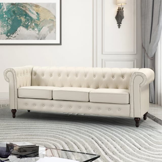 Artemis Home Richland 3 Seat Sofa in Cream Cream Unisex
