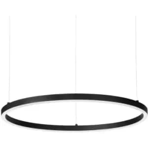 Ideal Lux ORACLE Slim Non-Dim Round 90cm Integrated LED Pendant Ceiling Light Black, 4000K