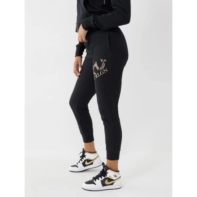True Religion Womens Closed Hem Fleece Joggers Jet Black female 8