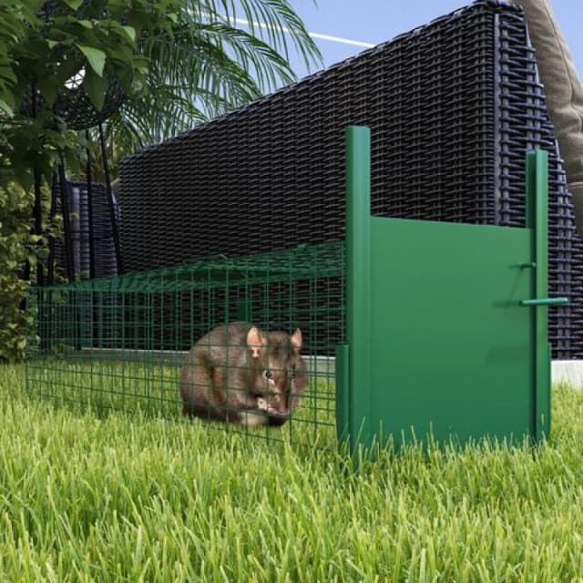Outsunny Single Door Humane Rat Trap for Small Animals, Dark Green Dark Green
